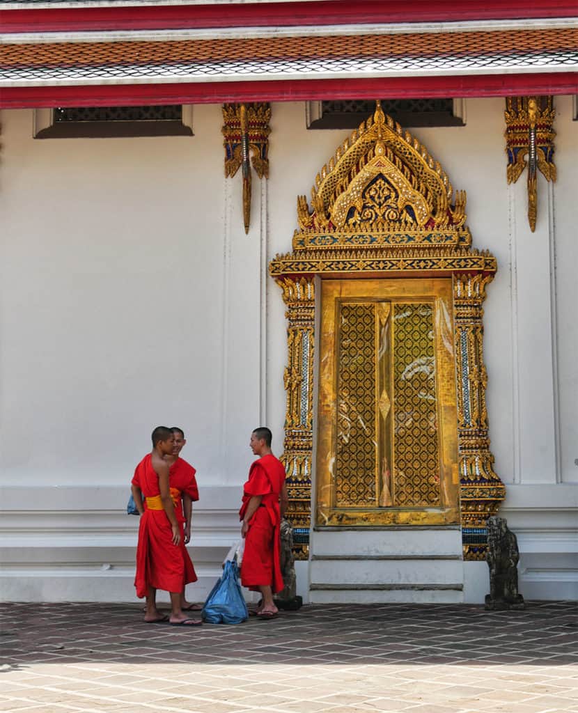 2 Day Bangkok Itinerary - Monks at the temple of the Reclining Buddha in Bangkok, Thailand