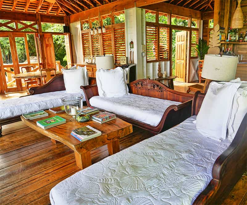 Tropical interior at Kanopi House, a treehouse hotel in Port Antonio, Jamaica