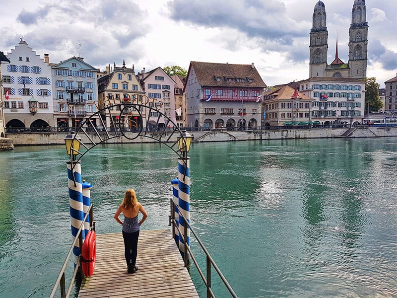 The Storchen Hotel pier, Zurich, Switzerland - read our review at https://luxurycolumnist.com