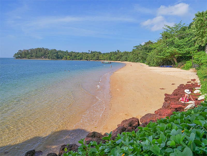 The golden sand beach at ShellSea Krabi, Thailand