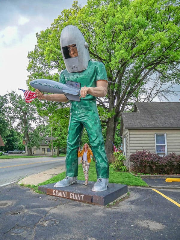 The Gemini Giant on Route 66 in Heritage Corridor is a famous roadside attraction