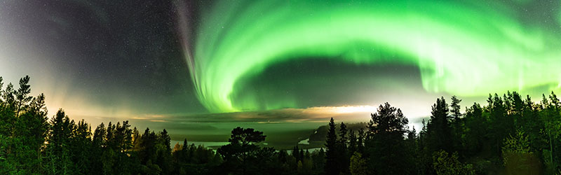 Northern lights and atmospheric phenomenon 'STEVE' in Northern Sweden