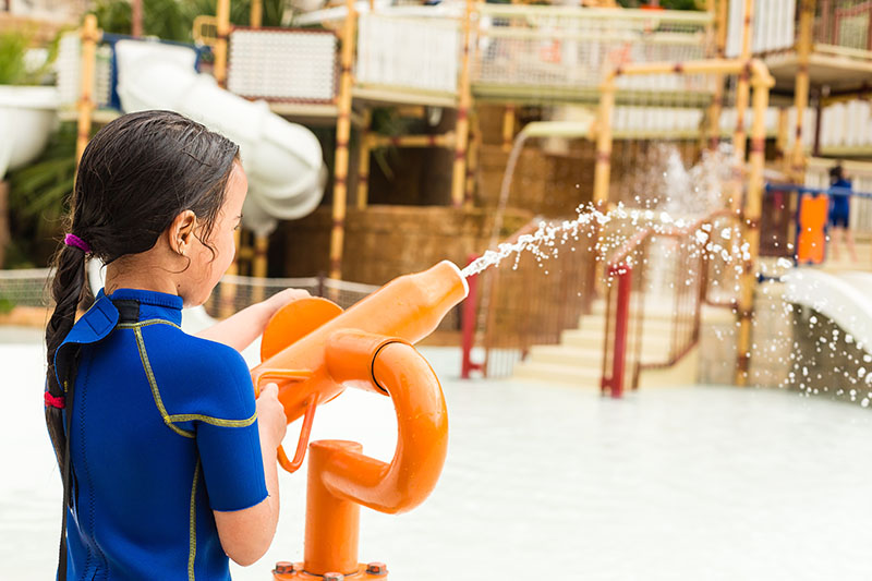 Water attractions in Siam waterpark in Tenerife, Spain