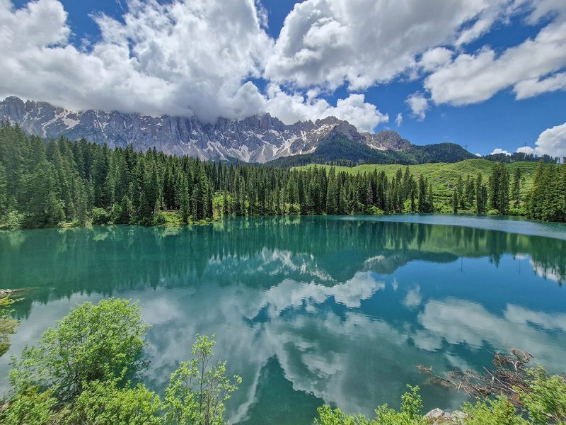 Lake Carezza in the Dolomites