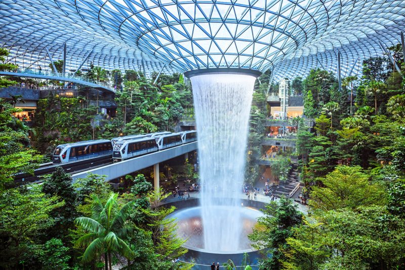 Changi Airport fountain in Singapore - the most luxurious airports in the world