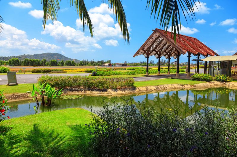 Area of Ko Samui airport with runway view