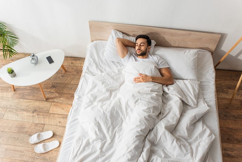 Man getting a good night's sleep