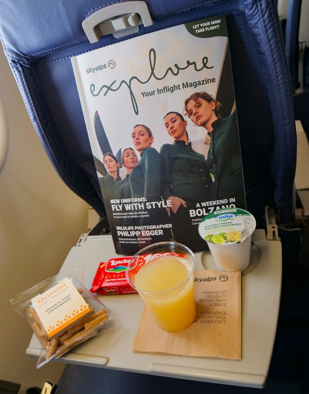 SkyAlps complimentary snacks