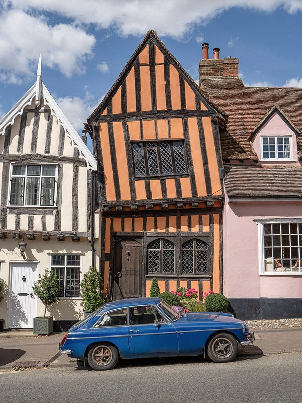 Henry the car at Lavenham village