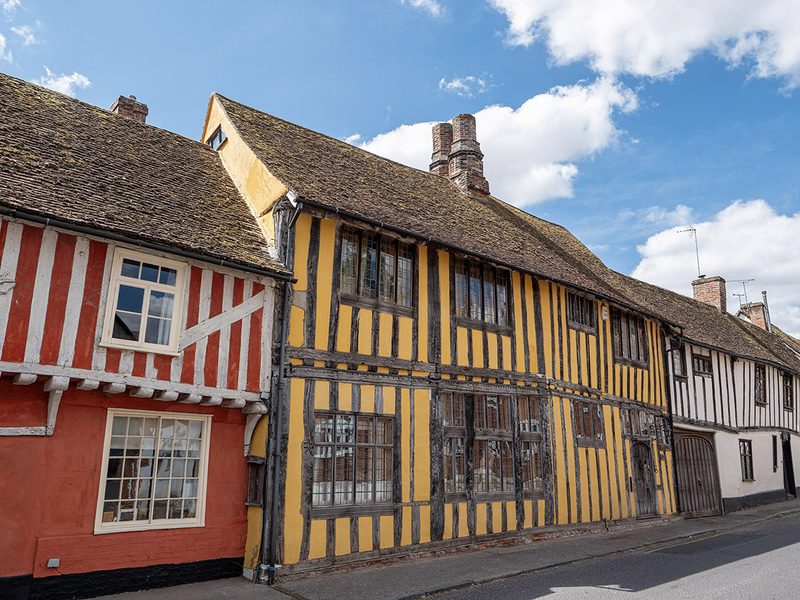 Timbered buildings in Lavenham - a luxury Suffolk weekend break