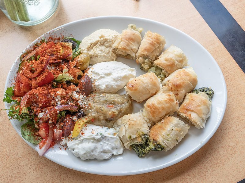 Mezze plate at Papaki's Deli